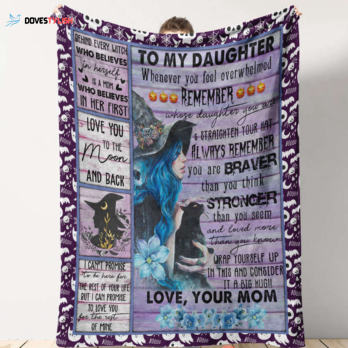 Mom to Daughter Witch Girl Halloween Fleece Blanket – Perfect Gift for Daughter