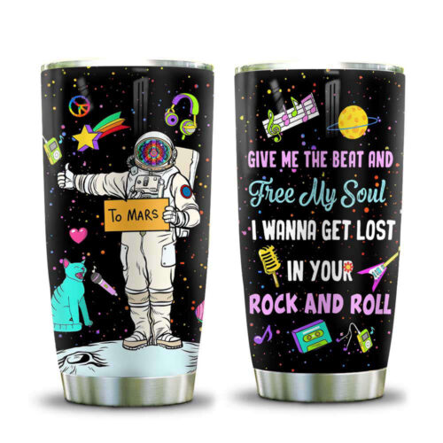 Music Hippie Hitchhiking Astronaut Tumbler Stainless Steel Eco-friendly Travel Cup