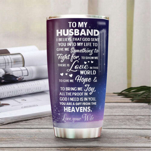 Personalized Stainless Steel Tumbler for Husband – Wolf Design