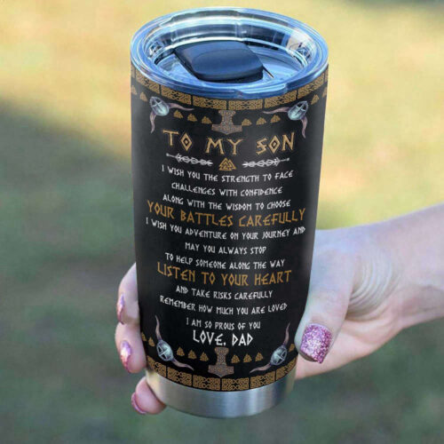 Personalized Viking Dad Stainless Steel Tumbler: Gift for My Son