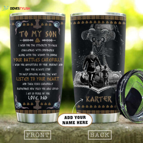 Personalized Viking Dad Stainless Steel Tumbler: Gift for My Son