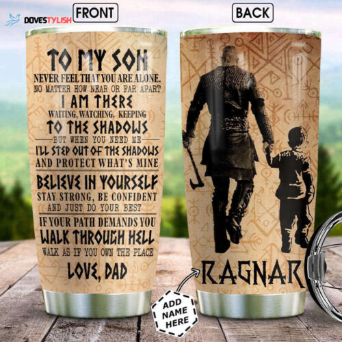 Personalized Viking To My Son Stainless Steel Tumbler – Unique Gift for Sons