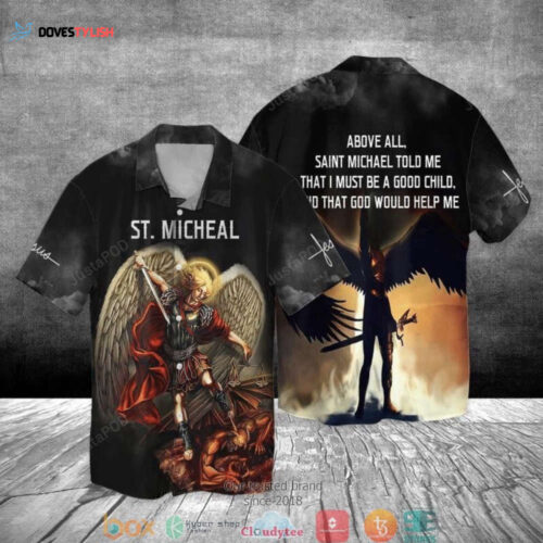 Saint Michael Short Sleeve Hawaiian Shirt – Be a Good Child with Archangel Michael