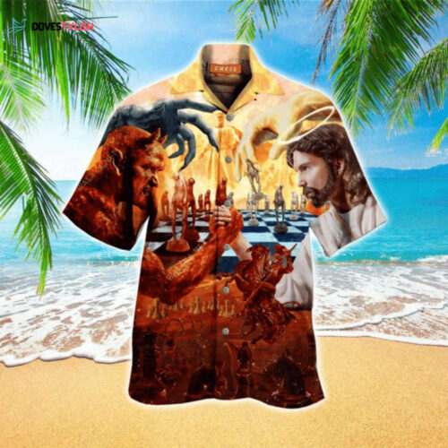 Satan Vs Jesus Hawaiian Shirt: Colorful Battle Design for a Vibrant Style!