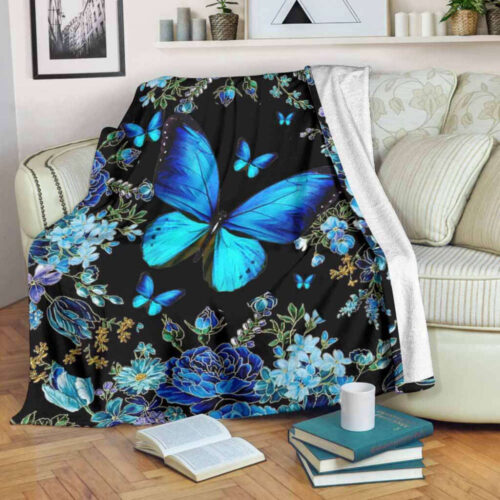 Soft & Comfy Magic Blue Butterfly Blanket: Floral Gift for Butterfly Lovers – Home Decor & Bedding