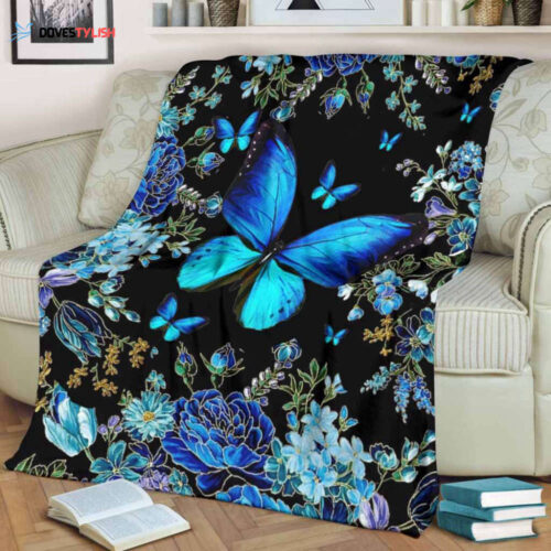 Soft & Comfy Magic Blue Butterfly Blanket: Floral Gift for Butterfly Lovers – Home Decor & Bedding