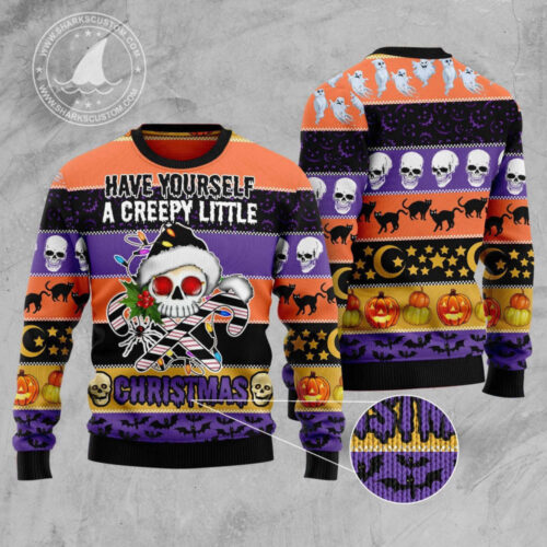 Spookily Festive Skull Creepy Ugly Christmas Sweater – Perfect for Holiday Parties
