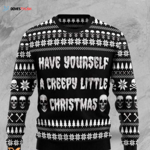 Spooky Black & White Skull Ugly Christmas Sweater – Perfect Creepy Gift!