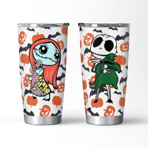 Spooky Delight: Nightmare Couple Pumpkin Tumbler – Perfect Halloween Gift!