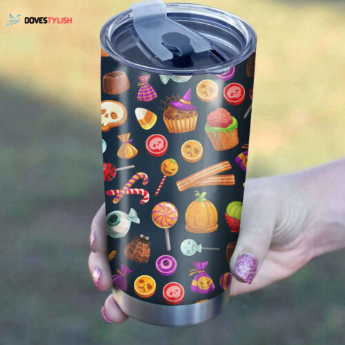 Spooktacular Halloween Orange Pattern Tumbler: Stylish and Festive Drinkware