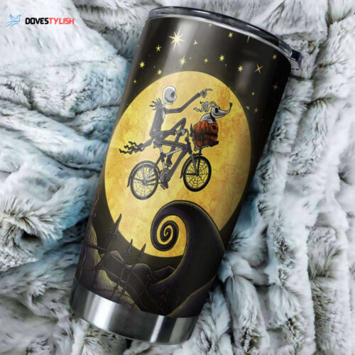 Spooky Nightmare Before Christmas Bike Tumbler – Perfect Halloween Gift!