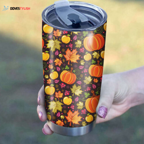 Spooky Pumpkin Pattern Tumbler: Perfect Halloween Decor for Your Drinks!