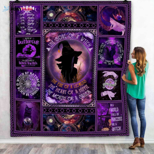 Witch By Nature Bitch By Choice Halloween Fleece Blanket – Quilt Blanket: Spooky & Stylish Comfort!