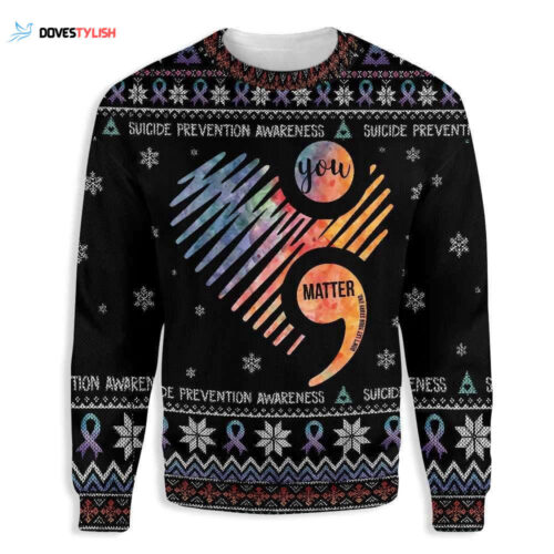 Spread Awareness with Heart Suicide Prevention Ugly Christmas Sweater