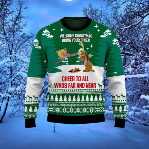 Spread Christmas Cheer with Akk Whos Far and Near Green Ugly Sweater