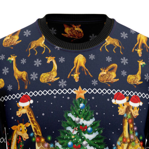 Spread Holiday Cheer with Love Giraffe Ugly Christmas Sweater – Shop Now!