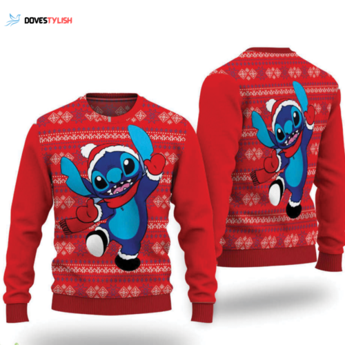 Stitch Winter Red Ugly Christmas Sweater – Cute Gift for Christmas