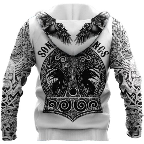 Stylish 3D Sons Of Vikings Hoodie – All Over Printed Design