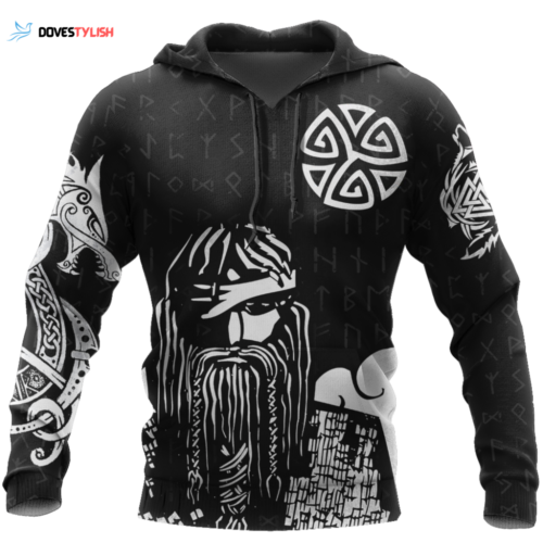 Stylish 3D Viking Warrior Hoodie – All Over Printed Design