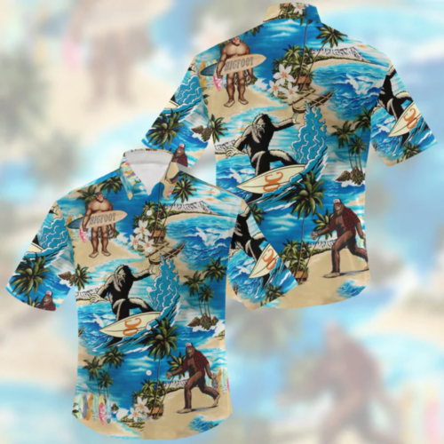 Stylish Summer 3D Bigfoot Hawaii Shirt – Men s Short Sleeve Aloha Beach Shirt