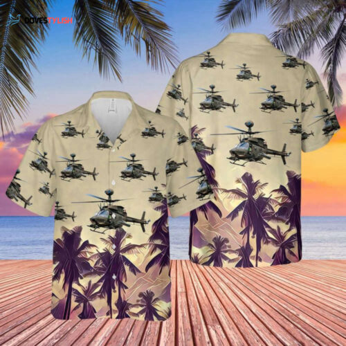 Stylish US Army Bell OH-58 Kiowa Hawaiian Shirt: Show Your Patriotic Side!