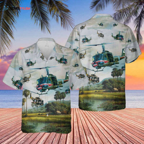 Stylish US Army UH-1 Iroquois Huey Hawaiian Shirt – Show Your Military Pride!