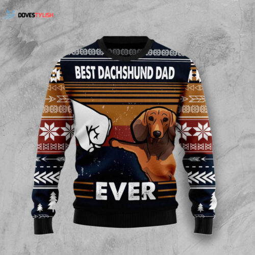Ugly Christmas Sweater: Best Dachshund Dad Ever – Shop Now!