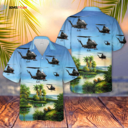 US Army AH-1 Huey Cobra Hawaiian Shirt: Military Style with a Tropical Twist