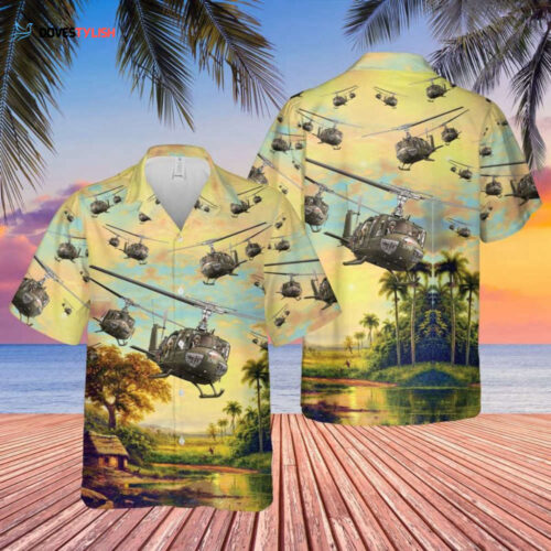 US Army Bell UH-1 Huey Hawaiian Shirt: Authentic Military Style with Island Flair