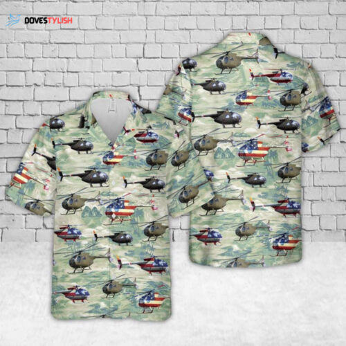 US Army Hughes OH-6 Cayuse Hawaiian Shirt: Show Your Patriotism with Military-Inspired Style!