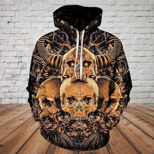 Viking Skull 3D Hoodie – Stylish and Bold Skull Design PL322