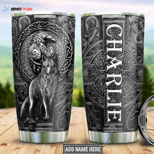 Viking Wolf Raven Metal Personalized Tumbler – Stainless Steel Style