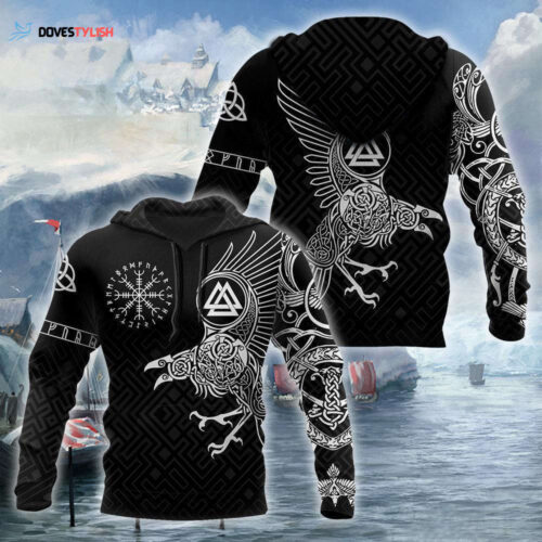 Vikings Tattoo Hoodie: Stylish All Over Print for Norse Enthusiasts