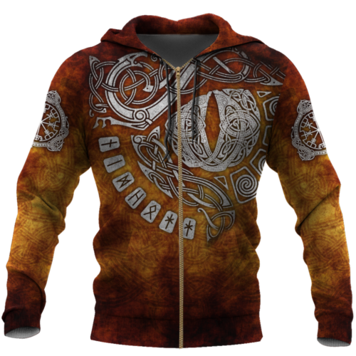 Vikings Tattoo Hoodie: Stylish All Over Print for Norse Enthusiasts