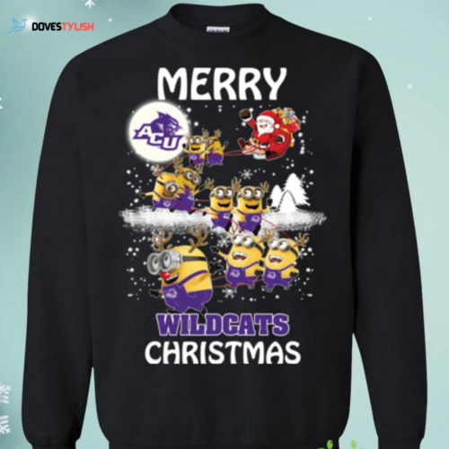 Wildcats Minion Santa Claus Sweatshirt – Festive Abilene Christian Christmas Sleigh