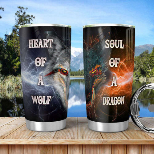 Wolf Dragon Stainless Steel Tumbler: Durable & Stylish Drinkware