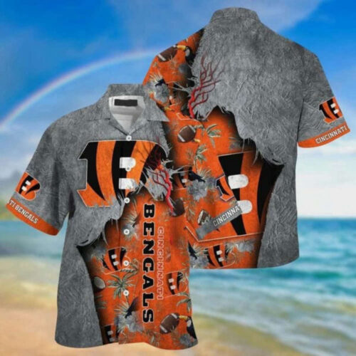 NFL Chicago Bears Short Orange White Curve In Dark Hawaiian Shirt Men & Women Aloha Shirt