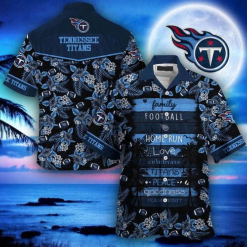 NFL Tennessee Titans Flowers Navy Blue Hawaiian Shirt Men & Women Aloha Shirt