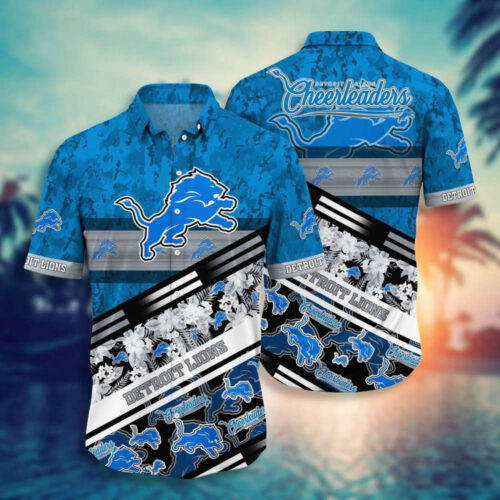 NFL Detroit Lions Blue Silver Hawaiian Shirt Men & Women Aloha Shirt