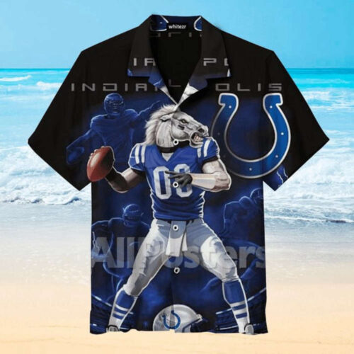 NFL Indianapolis Colts Mascot Blue Hawaiian Shirt Men & Women Aloha Shirt