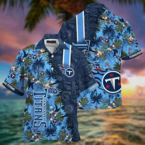 NFL Tennessee Titans Flowers Navy Blue Hawaiian Shirt V3 Men & Women Aloha Shirt