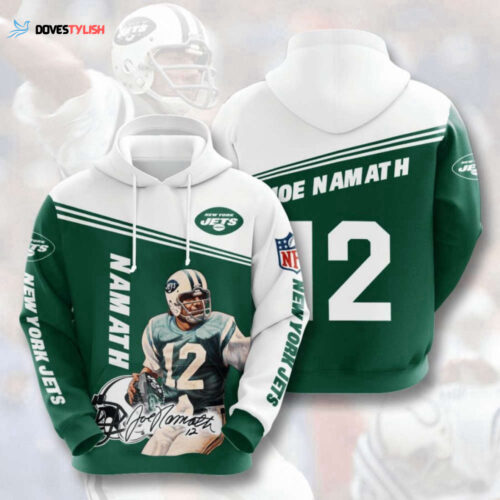 Authentic NFL New York Jets Joe Namath Hoodie – Green White AOP Shirt