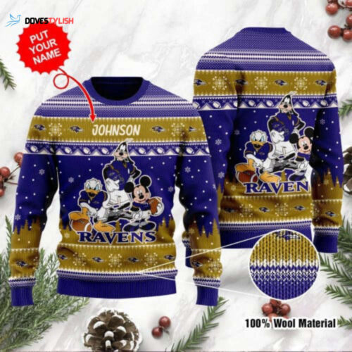Custom Los Angeles Rams Disney Ugly Christmas Sweater – Personalized with Donald Duck Mickey Mouse and Goofy