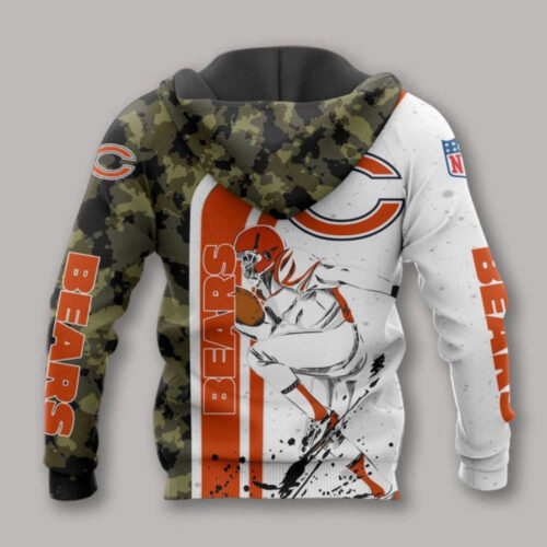 Chicago Bears Camo Hoodie – NFL White Red Pullover AOP Shirt