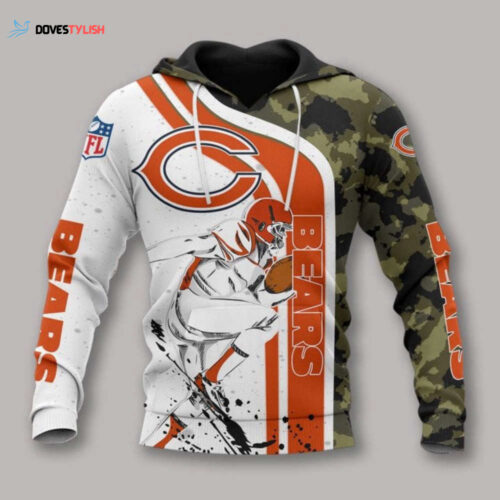 Chicago Bears Camo Hoodie – NFL White Red Pullover AOP Shirt