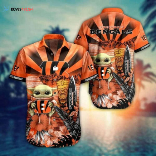 Cincinnati Bengals Baby Yoda Hawaiian Shirt – Vibrant Orange Aloha Shirt for Men & Women