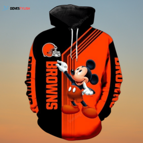 Cleveland Browns Mickey Mouse 3D Zip Hoodie – NFL All Over Print AOP Shirt