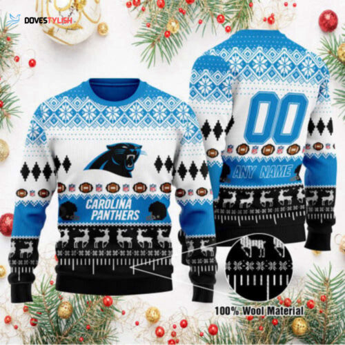 Custom Carolina Panthers NFL Ugly Christmas Sweater – Personalized Name & Number