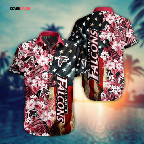 NFL Atlanta Falcons America Flag Flower Hawaiian Shirt Men & Women Aloha Shirt