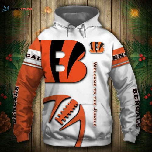 Cincinnati Bengals White Orange Hoodie: NFL V2 AOP Shirt